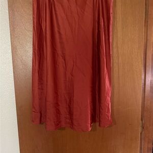 Elegant Rust Satin Skirt